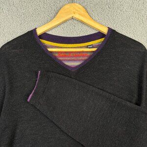 Robert Graham Sweater Mens Size XL Charcoal Wool Pullover Classic Fit V-Neck